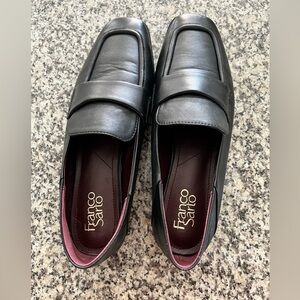 Franco sarto dela black leather square toe loafers size 9